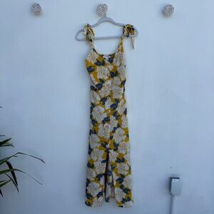 Monteau Yellow and Blue Floral Midi Dress